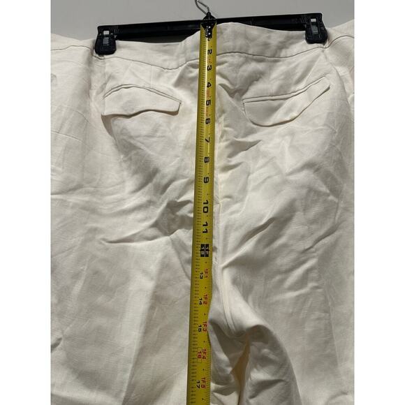 Talbots Plus Size 20 High Rise Petite Linen Work Heritage Pants Cream Neutral - Picture 6 of 11